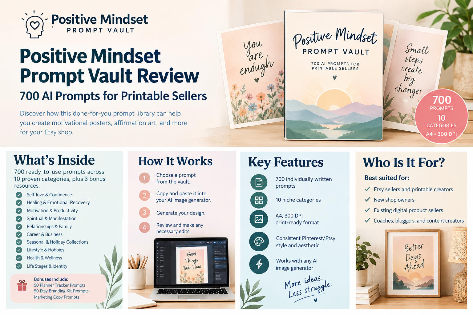 Positive Mindset Prompt Vault Review 700 AI Prompts